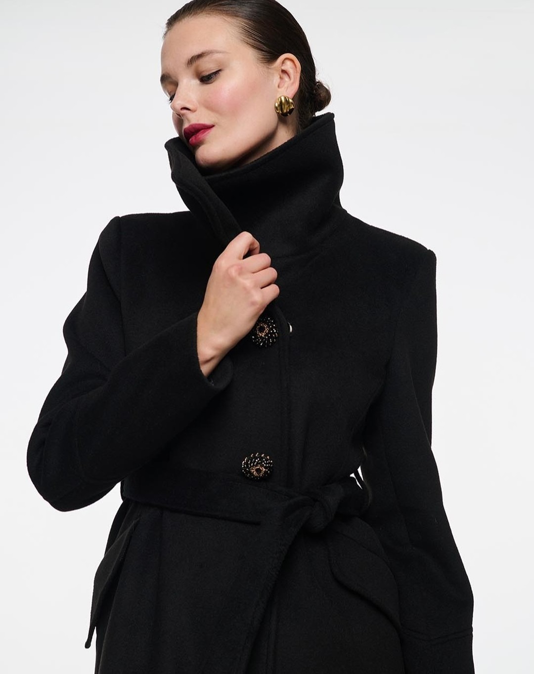 빈티지 블랙 스탠드 칼라 여성 울 코트 플러스 사이즈  - Women Formal Wear For Plus Size 리뷰 및 가격