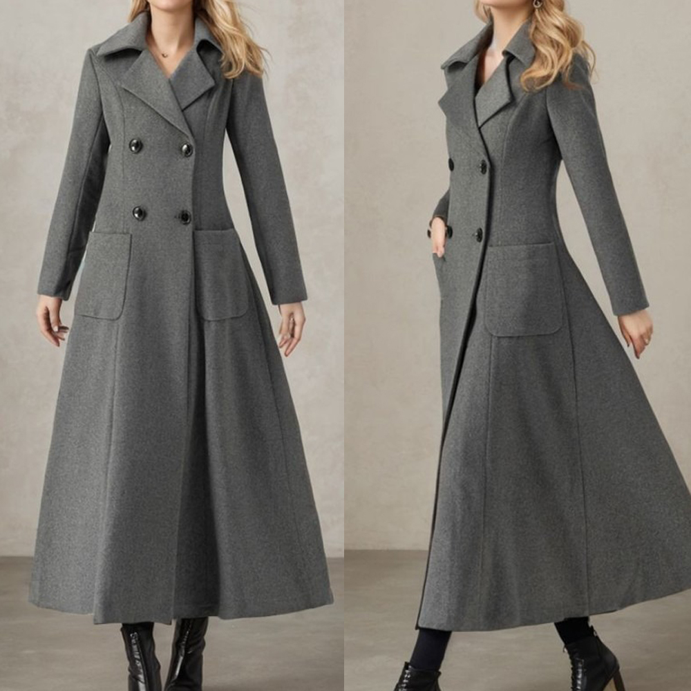 여성용 회색 롱 재킷 울 더블 브레스티드 블레이저 맞춤 - Tailored Coat Wool 리뷰 및 가격