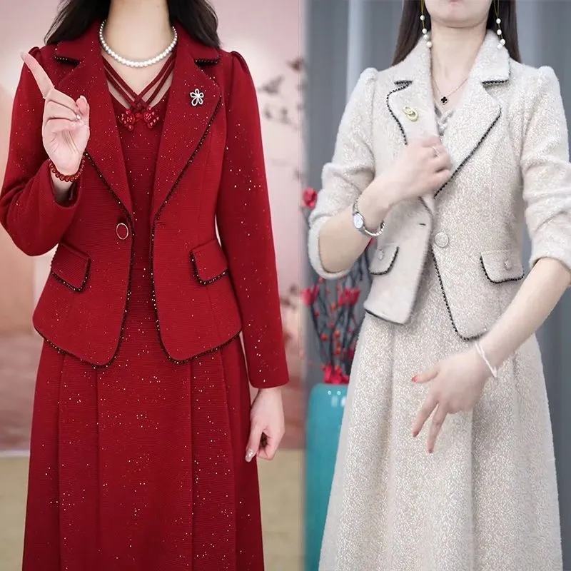 중년 여성 원피스 세트, 용수철 하이 엔드 우아한 블레 - Women Formal Wear Set 리뷰 및 가격