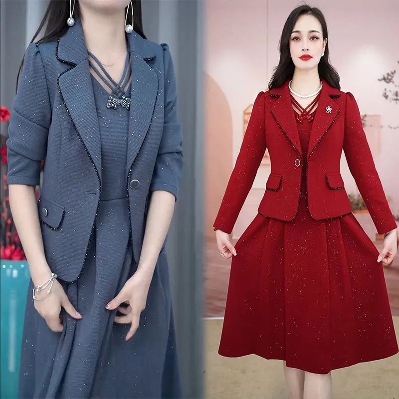 중년 여성 원피스 세트, 용수철 하이 엔드 우아한 블레 - Women Formal Wear Set 리뷰 및 가격