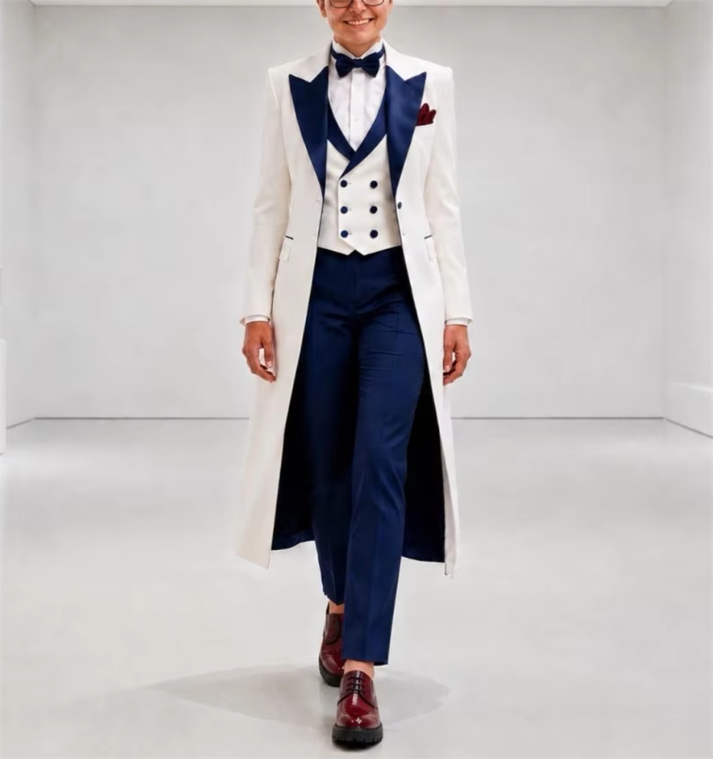 네이비 블루 화이트 여성 재킷 수트 우아한 맞춤형 오피 - Women'S Formal Wear To A Wedding 리뷰 및 가격